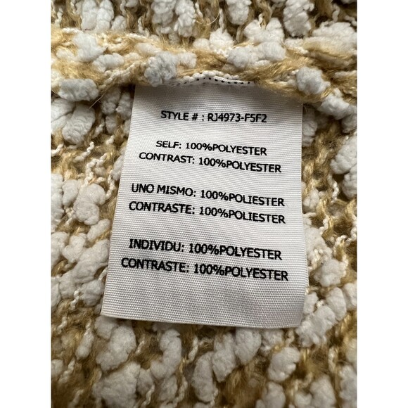 Ryu Women's Tan White Popcorn Long Open Cardigan With Tie Size S / M - Picture 6 of 10